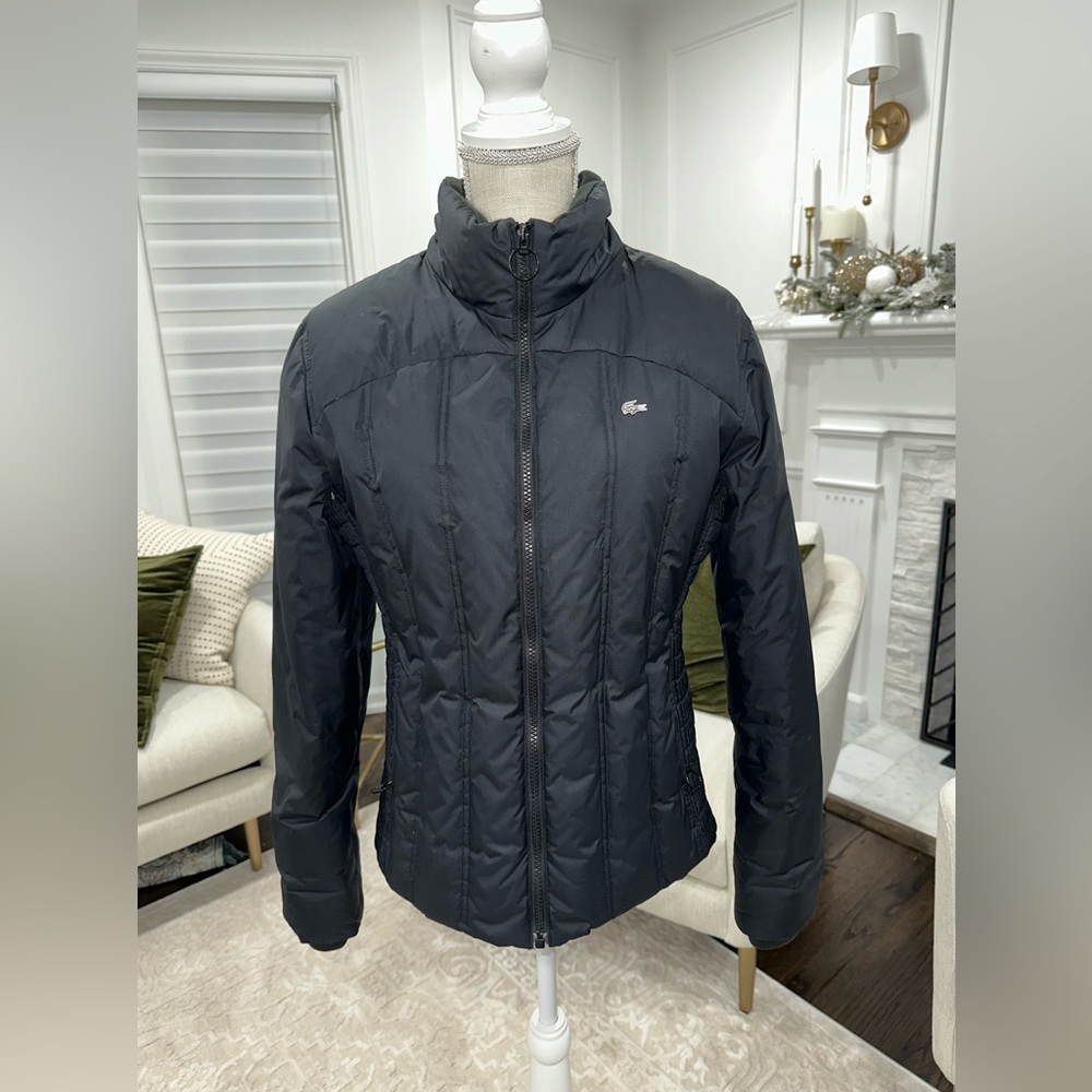 Women Black Lacoste Puffer Jacket Size 42 (L)